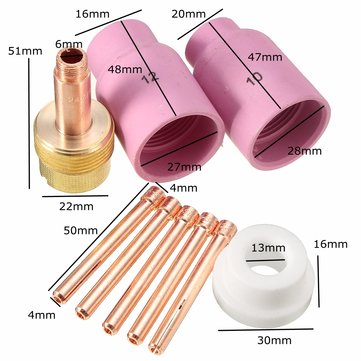 9Pcs 3/32inch TIG Welding Torch 17/18/26 TAK18 Large Gas Lens Accessory Kit