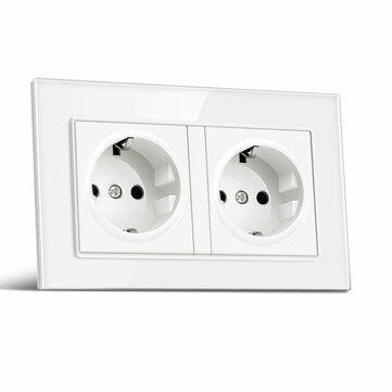 BONDA Socket Switch 86*86 PC Glass Panel Eu German France P... (COLOR: GOLD | PLUG: EUPLUG(GERMANY))