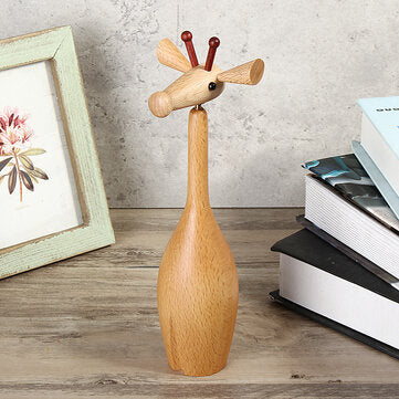 Wooden Giraffe Toy 21cm Height With Movable 360 Degree Rotate Head Nordic Style Toys For Home Office