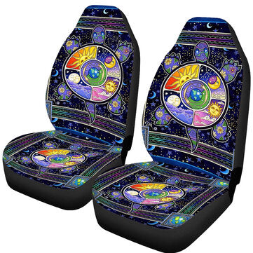 Universal Car Seat Cover Turtle Print Front Seat Cushion Breathable Protectors Set for Car Easy Disa