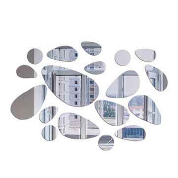 Honana DX-Y5 12Pcs Cute Silver DIY Pebble Shape Mirror Wall Stickers Home Wall B... (COLOR.: SILVER)