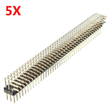 5Pcs 2.54mm 3x40P Male Pins Three Row Right Angle Pin Header