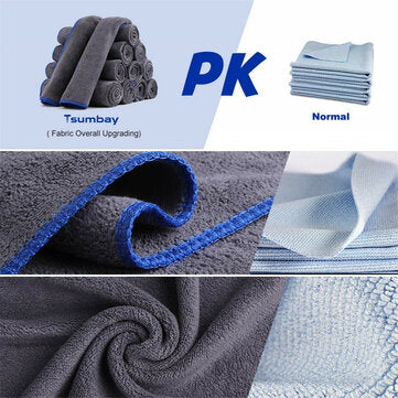 Tsumbay 12Pcs 40*40CM Car Wash Towels Microfiber Washing Cleaning Cloth Care Polishing Plush Washing