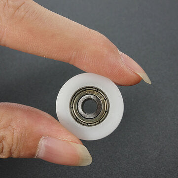 8Pcs 5x24x7mm U Notch Nylon Round Pulley Wheel Roller For 3.8mm Rope Ball Bearing