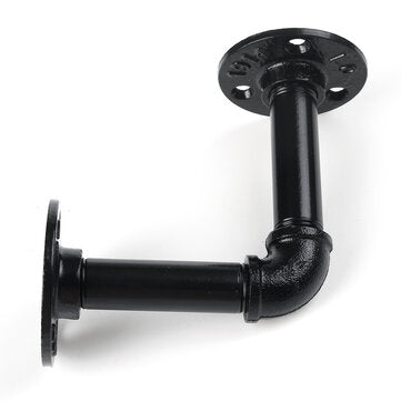 Pipe Shelf Brackets Wall Mounted Metal Pipe Brackets Industrial Black Shelf Vintage for Wall Mounted