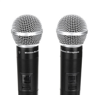 EPXCM A-666 UHF Wireless 2Ch Handheld Mic Cardioid Microphone System for Kraoke Speech Party