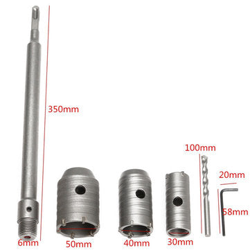 3pcs 30/40/50mm SDS Plus Shank Hole Saw Cutter Concrete Cement Stone Wall Drill Bit with Wrench