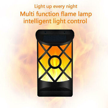 Outdoor Solar Garden Flame 96LED Light Flame Flickering Effect Outdoor Wall Lamp Waterproof