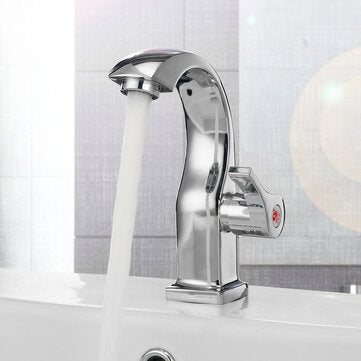 Modern Swan Neck Chrome Bathroom Basin Faucet Waterfall Spout Single Handle Sink Bath Single Cold Ta