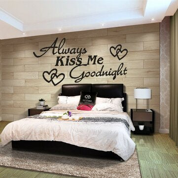 Waterproof Wall Sticker Always Kiss Me Vinyl Removable Wall Decorative Paper for Home Office DIY Wal