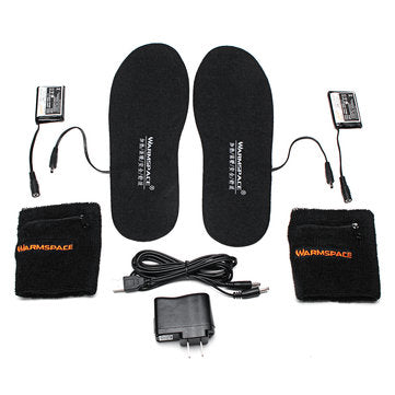 WARMSPACE Electric Heated Shoe Insole Foot Warmer Heater Feet Warm Socks Boot + 2 Battery
