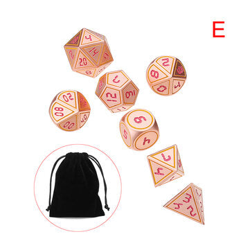 7pcs Heavy Metal Polyhedral Dices DnD RPG SET w/ Bag (STYLE: E)