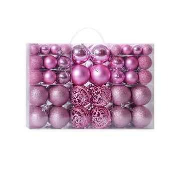 100pcs Decration Ball Set Christmas Tree Decorations Balls Bauble Pack Hanging Bal... (COLOR.: PINK)