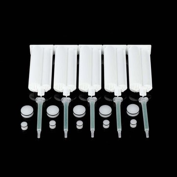 5Pcs/set 50ml 4:1 AB Glue Tube Dual Glue Cartridge Two Component Dispenser Tube with Mixing Tube Mix