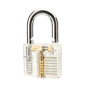 Transparent Inner Visual Padlock Practice Set with 9Pcs Unlocking Lock Pick / Key Lock Pick Tools