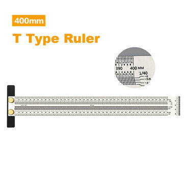 180-400mm Stainless Steel T-shaped/Right-angle Ruler Metric Scale Hole Ruler Wood... (LENGTH: 400MM)
