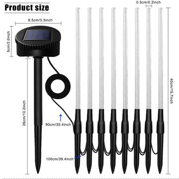 Solar Garden Lights Outdoor 8 Pcs LED Solar Tube Lights Acrylic Bubble Light Waterproof RGB Color Ch