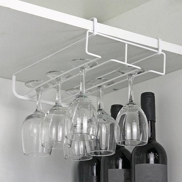 White Metal Fresh Bar Champagne Wine Glass Holder Rack Storage Cabinet Hanging