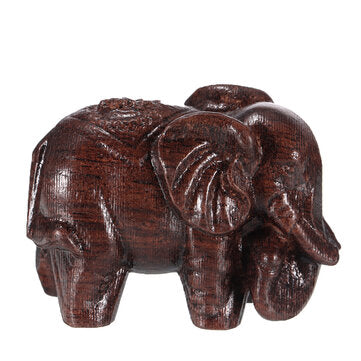 1 Pair Natural Agarwood Elephant Wood Carving Wood Crafts Retro Decoration Craft Creative Gifts Home