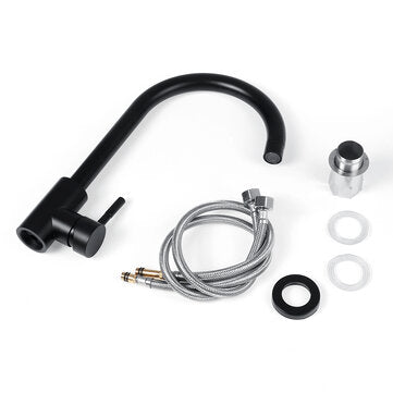Stainless Steel Kitchen Sink Faucet Mixed 360 Rotation Hot and Cold Water Faucet With 2 Hose