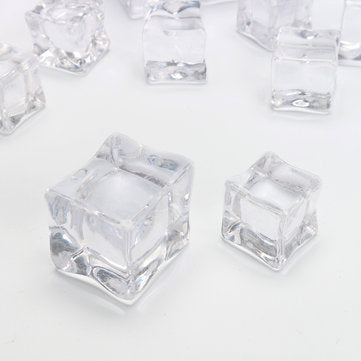 50Pcs Crystal Clear Artificial Acrylic Ice Cube Square Decor Photo Photography Props Decorations