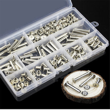 90 Sets M5 6-30mm Nickel Plating Phillips Chicago Binding Posts Stud Screws Rivet Button Bookbinding