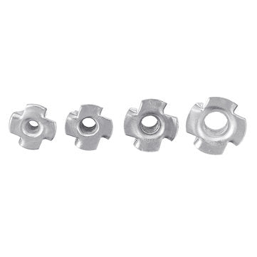 Suleve CSTN3 90Pcs Four Prong T Nut Inserts Carbon Steel Zinc Plated For Wood M3/M4/M5/M6/M8 Nut