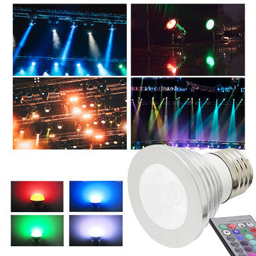 3W E27 RGB LED Bulb 16 Color Spotlight With Memory IR Controller AC220V for Party Hom... (BASE: E27)