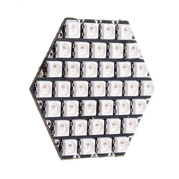 WS6812 37Pcs HEX RGB LED Hexagon LED Board with  3 GROVE Port Compatible with M5Stack UI-Flow