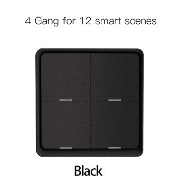 MoesHouse Black/Gray 4 Gang Tuya ZB Wireless 12 Scene Switch Push Button Controlle... (COLOR: BLACK)