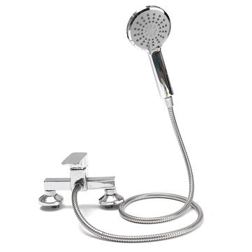 Modern Style Wall Mount Chrome Bathroom Faucet Hot Cold Mixer Tap + Shower Head
