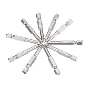 BROPPE 10pcs PH1 1/4 Inch Hex Shank 50mm Magnetic Phillips Screwdriver Bits Set (SIZE: 5MM)