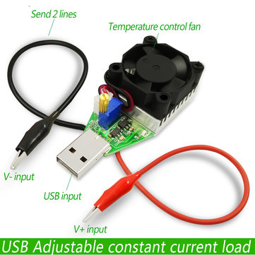 USB DC Electronic Load Resistor Battery Power Bank Capacity Testing Charger Adjustable Constant Curr
