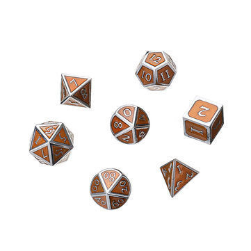 7Pcs Antique Metal Polyhedral Dices With Bag Copper Color For Dungeons Dragons Game