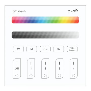ZJ-TRBM-RGBW-A bluetooth Mesh RGBW Touch Remote Panel Dimmer Controller Work With Amazon Alexa Googl