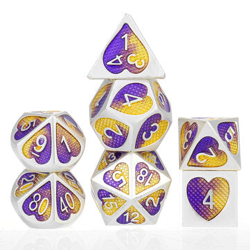 7Pcs Zinc Alloy Polyhedral Dices for Dungeons & Dragons D20 D12 D10 D8 D6 D4... (COLOR: LIGHTPURPLE)
