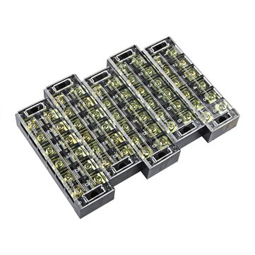 TB4506 600V 45A 6 Position Terminal Block Barrier Strip Dual Row Screw Block Covered W/ Removable Cl