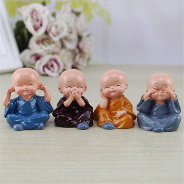 4PCS Auto Ornaments Micro Landscape Figurine Dolls Resin Small Statue Monk Statues Resin Car Desk Sh