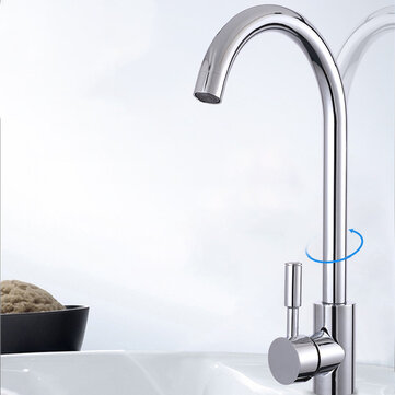 Stainless Steel Kitchen Sink Faucet Pull Out Double Holes Single Handle Cold Hot Water Mixer Tap 360