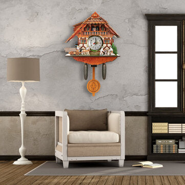 Wooden Retro European Style Wall Clock Three-dimensional Handcrafted Bird Wall Clock for Living Room