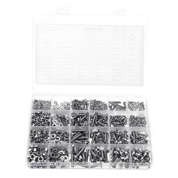 Suleve MXSH9 1220Pcs Stainless Steel Hex Socket Pan Head Screws Bolt Nuts Washers Assortment Kit M2