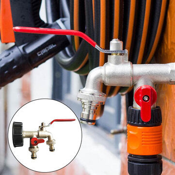 1/2 Inch S60x6 IBC Brass Water Tank Adapter Double Head Tap Outlet Replacement Valve Fitting for Gar