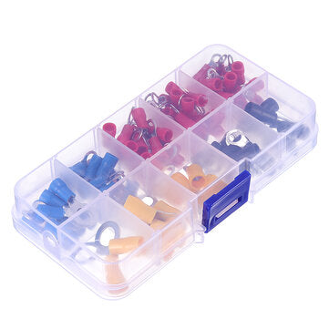 102PCS 10Kinds RV Ring Terminal Electrical Crimp Connector Kit Set With Box Copper Wire Insulated Co