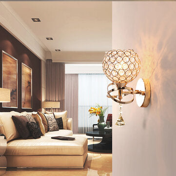 110-220V E14 Modern Chrome Crystal LED Wall Light Lamp Luxury Bedside Bedroom Home Decor Without Bul