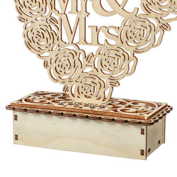 Wooden Mr & Mrs Heart Shape Romantic LED Light Ornament Wedding Decorative Light Supplies Atmospher