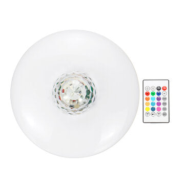AC86-265V E27 RGBW bluetooth Music UFO LED Garage Light Bulb 24Keys Remote Control