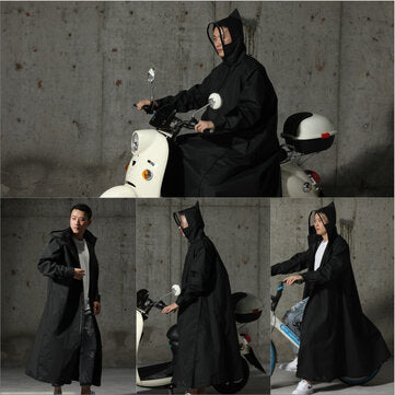 Waterproof Electric Bicycle Scooter Raincoat Rain Coat Hooded Poncho M... (SIZE: 2XL | COLOR: BLACK)