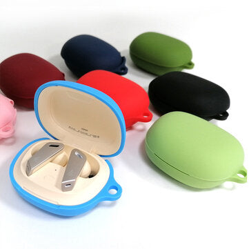 Bakeey Soft Silicone Case Dustproof Protective Cover with Carabiner for EDIFIER TW... (COLOR: WHITE)