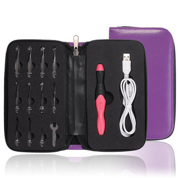 11 In 1 USB LED Light Knitted Crochet Kit DIY Weaving Tool Kits Sweater Sewing Acce... (COLOR.: RED)