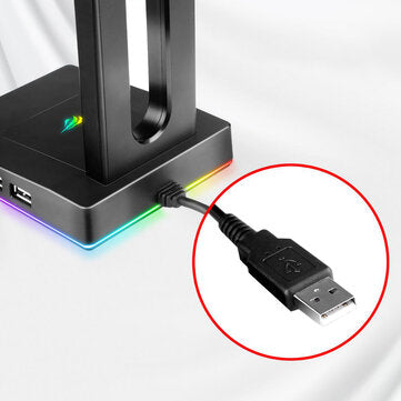 Havit RGB Headphones Stand with 3.5mm AUX and 2 USB Ports Headphone Holder for Gamers Gaming PC Acce
